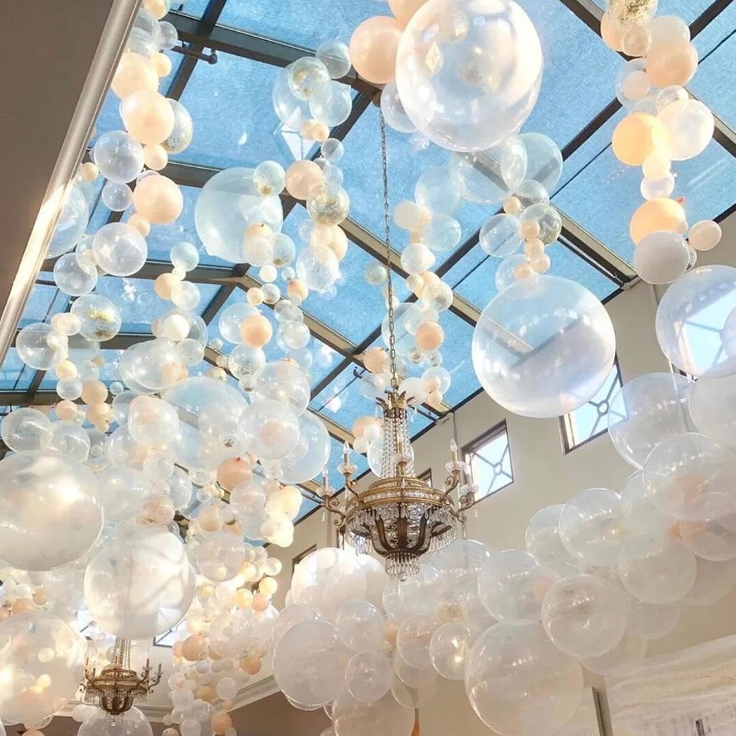 412pcs Clear Balloon Garland Arch Kit 18 12 10 5 Inch Different Sizes Matte Latex Crystal Transparent Balloons for Baby Shower Birthday Wedding Graduation Anniversary Party Decoration