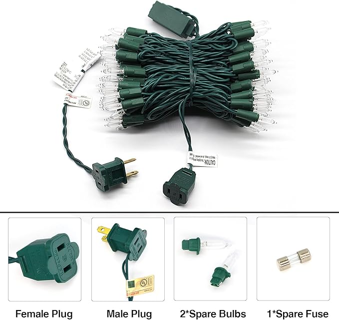 100-Count Warm White LED Christmas String Lights, 35 Ft Green Wire, UL Certified Connectable, Mini Xmas Lights Outdoor or Indoor (Warm White)