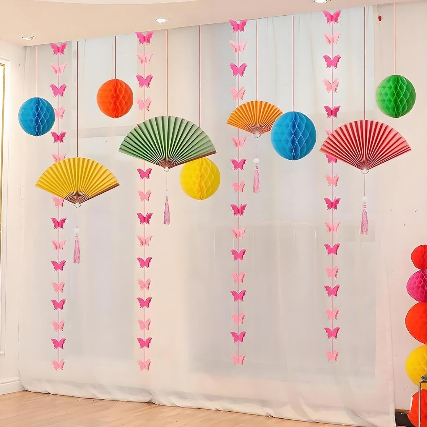 Rainbow Honeycomb Balls Decorations - 12Pcs 6" & 10" Hanging Tissue Pom Poms for Birthday, Wedding, Engagement, Fiesta, Home Decor (Multi-Color)