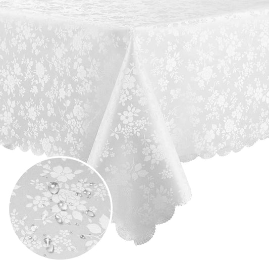 Smiry Rectangle Table Cloth, Waterproof Heavy Duty Vinyl Tablecloths, Wipeable Washable Table Cover for Kitchen and Dining Room (White, 54" X 78")