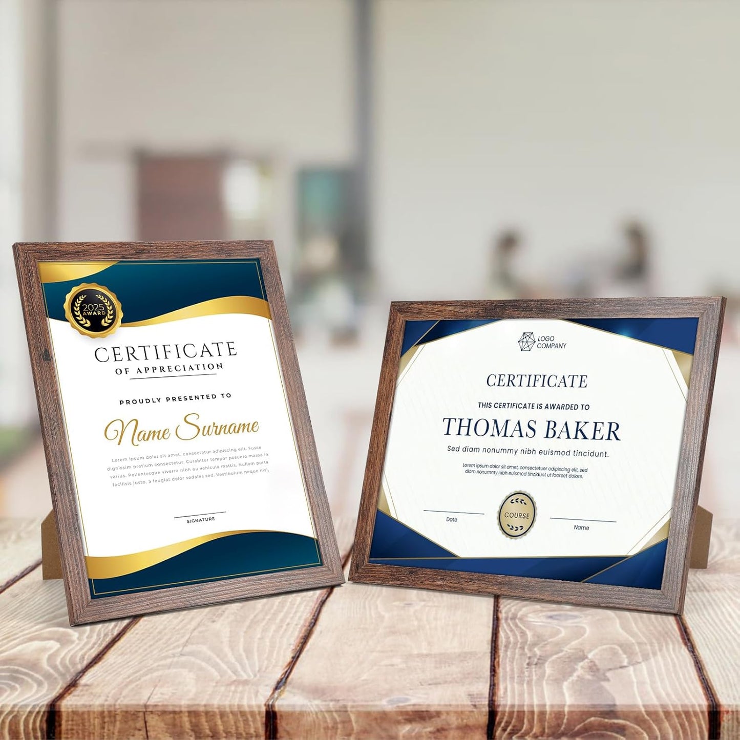 PETAFLOP Wooden Bulk 8.5x11 Picture Frame Set of 18, Rustic Brown Certificate Frames Fits 8.5 by 11 for Wall or Tabletop Display