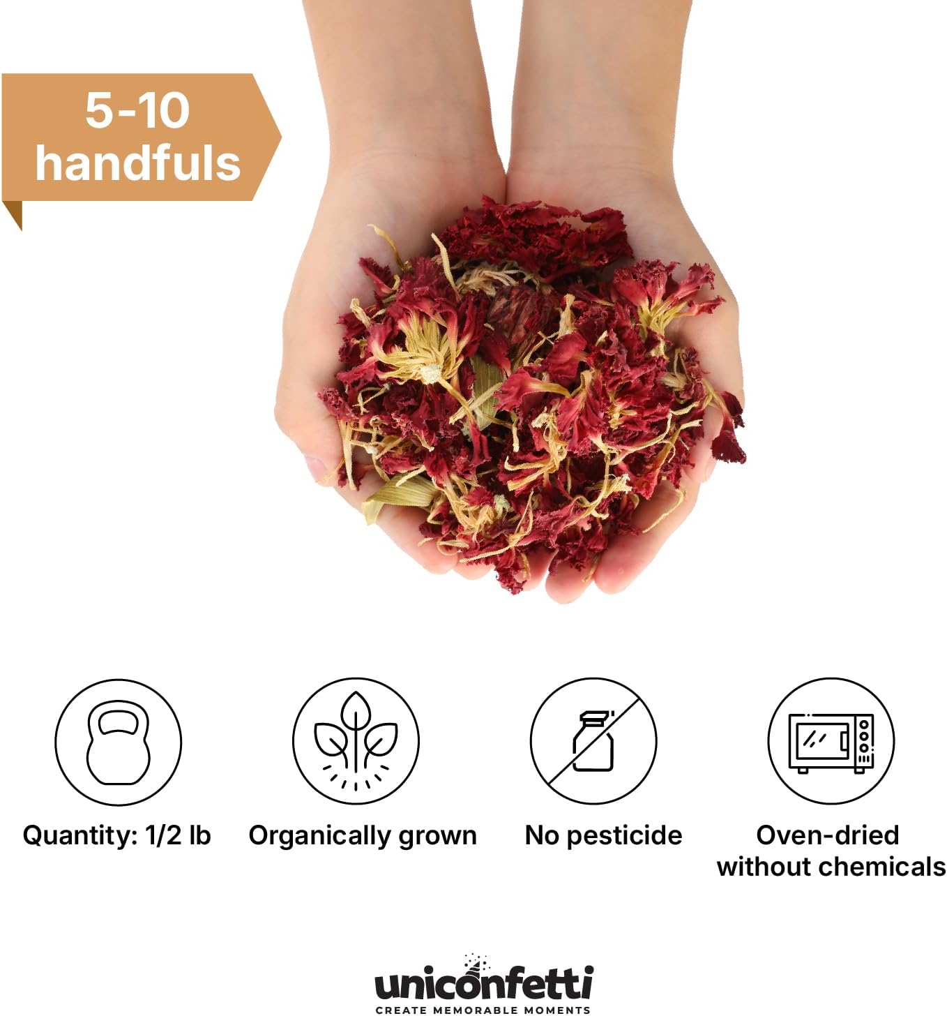 Dried Flower Carnation Biodegradable Confetti - Real Flower Petals for Weddings, Flower Girl Toss, Wedding Send Off Ideas, Party Table Decoration | Boxed - 8oz (0.5lbs)