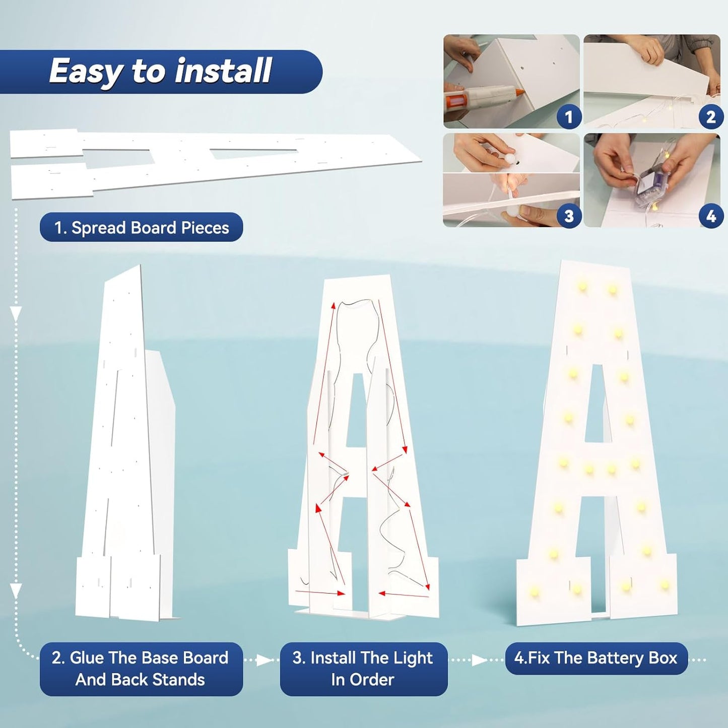 4FT Marquee Light Up Letters,Large Light up Letters, Marquee Letters 4 Feet Tall for Birthday Party Decoration Wedding Event Marry Me Baby Shower Bridal Shower Letter M