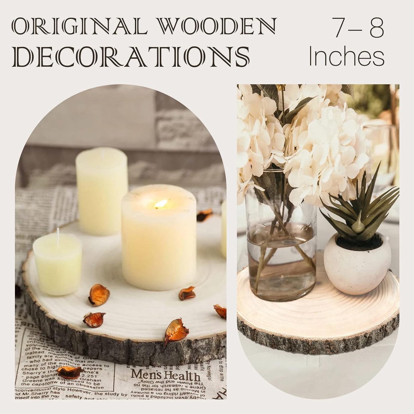 ZOCONE 10 Pcs Large Wood Slices 11-13 Inches Unfinished Rounds, Natural Paulownia Wooden Slices for Centerpieces, Round Wooden Discs Decoration for Rustic Wedding, Wood Centerpieces for Tables