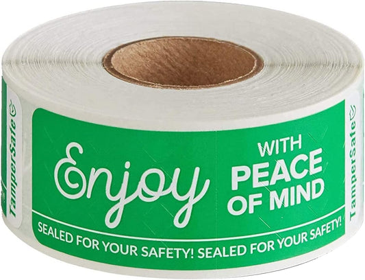 Angel's Peel Lounge Tamper Proof Stickers Roll — Tamper Evident Stickers for Containers, Cups, Delivery Bags, Drink Lids, Writable Seal Tape, Self Adhesive Food Labels - 1x3in 250-COUNTS, Green