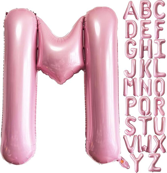 Pink Letter M Balloons, 40 Inch Pastel Pink Letter Balloons M Foil Mylar Helium Pink Letter Balloons for Birthday Party Supplies Anniversary Event Celebration Decorations Alphabet Pink M