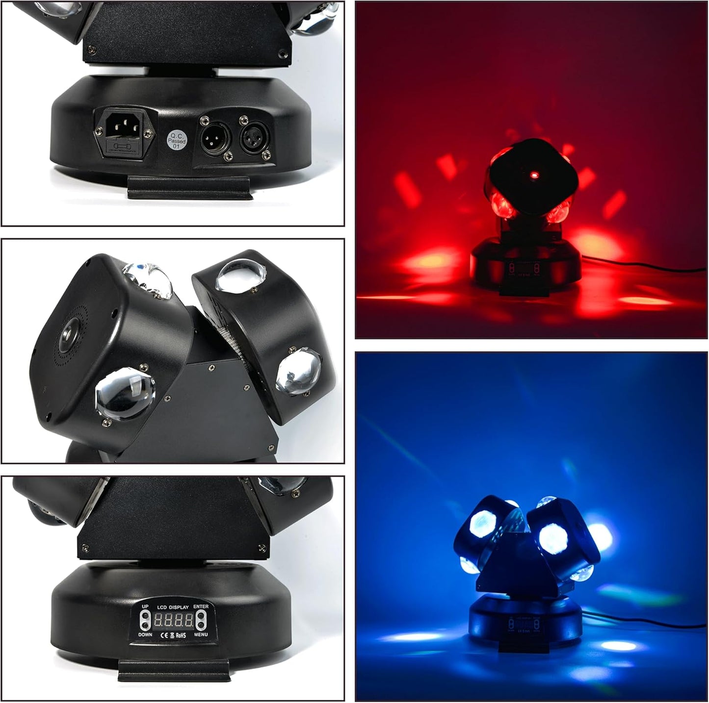 Moving Head DJ Light DMX 512 Strobe Lighting LED with Sound Activated Party RGBW Beam Lights Stage Lighting for Events KTV Disco Wedding Concert Festival (8LED Professional DJ Light w/Special Lights)