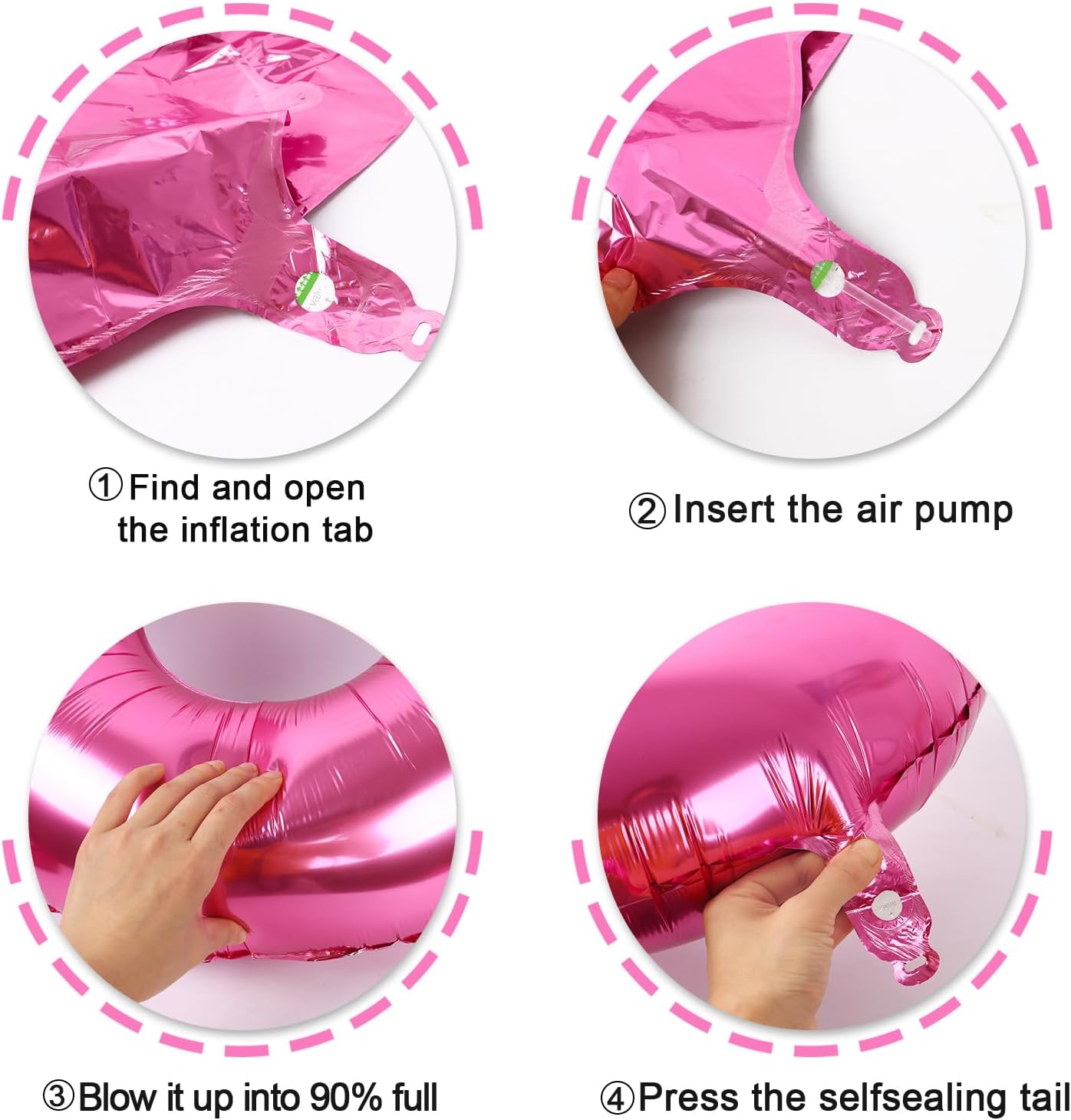 40 Inch Pink 4 Birthday Number Balloon, Giant Number Four 14 24 34 40 44 Balloons, Foil Mylar Big Balloons for Anniversary Graduation Supplies Decorations