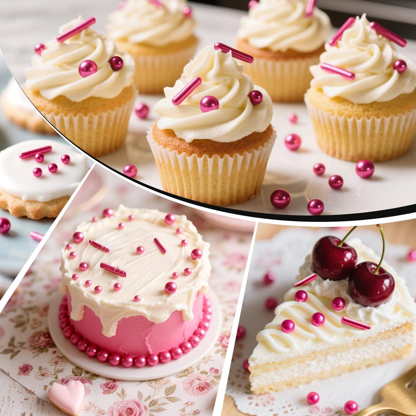 Rose Gold Sprinkles, Metallic Rods Sugar, Sprinkles For Cake Decorating, Baking, Cupcakes Decorating, Cake Toppers, Holiday, Wedding Party, 150g/5.29oz