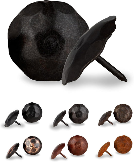 10 Pack 1.5" Round Head Iron Clavos Decorative Nails – Sealed Unfinished – Handmade Rustic Round Fasteners for Farmhouse Shutters, Faux Wood, Barn Doors, Shutters, Gates – Ornamental Wood Accent