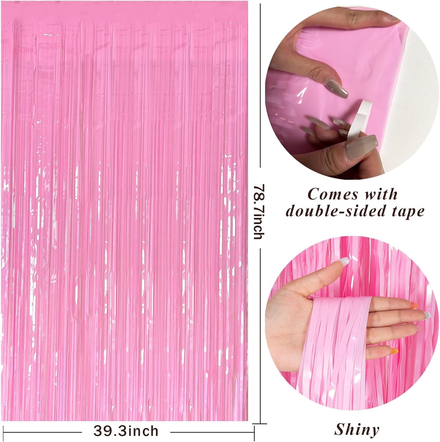 Pink Party Streamers Foil Fringe Backdrop Curtains Tinsel Streamers Birthday Party Decorations Fringe Backdrop for Birthday Party Graduation Bridal Shower