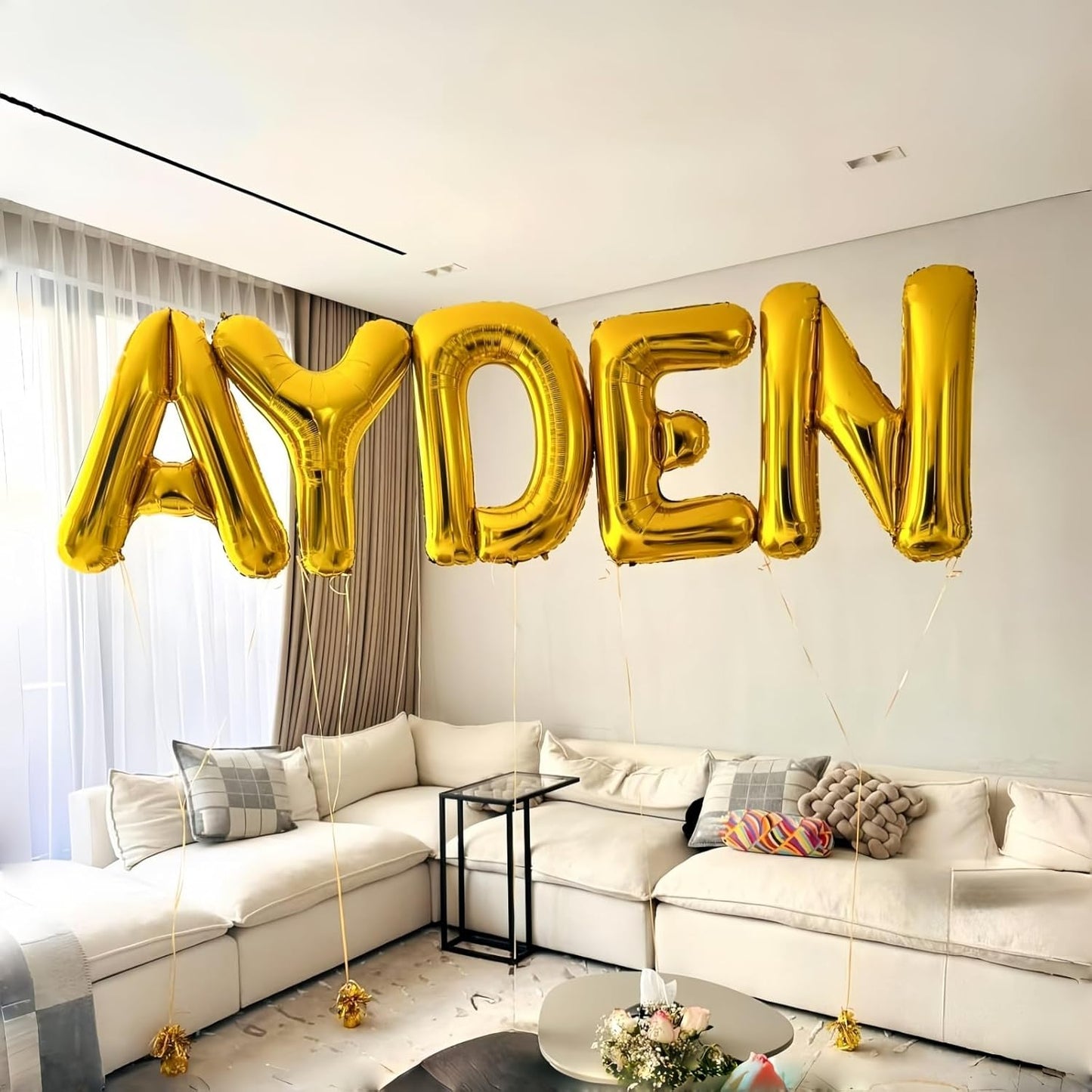 40 Inch Gold Alphabet Balloons - Large Self-Inflating Custom Letter N Decor for Name Words - Helium Foil for Men Birthday Party Anniversary Decorations Supplies