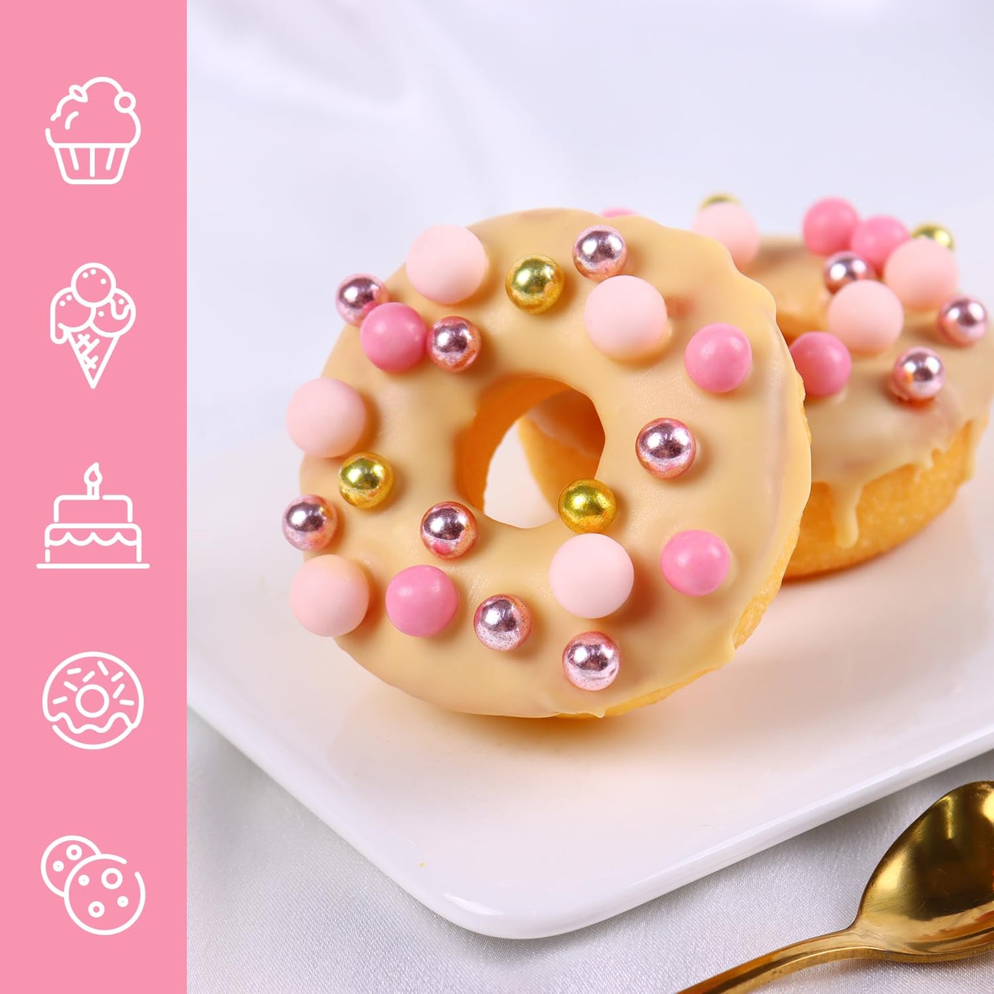 Valentine Sprinkles for Cake Decorating 7 Ounce Rose Gold Pink Sugar Pearl Metallic Sprinkles for Cupcake Toppers, Cookies, Ice Cream Cake Decorationss Baking for Wedding Shower Party