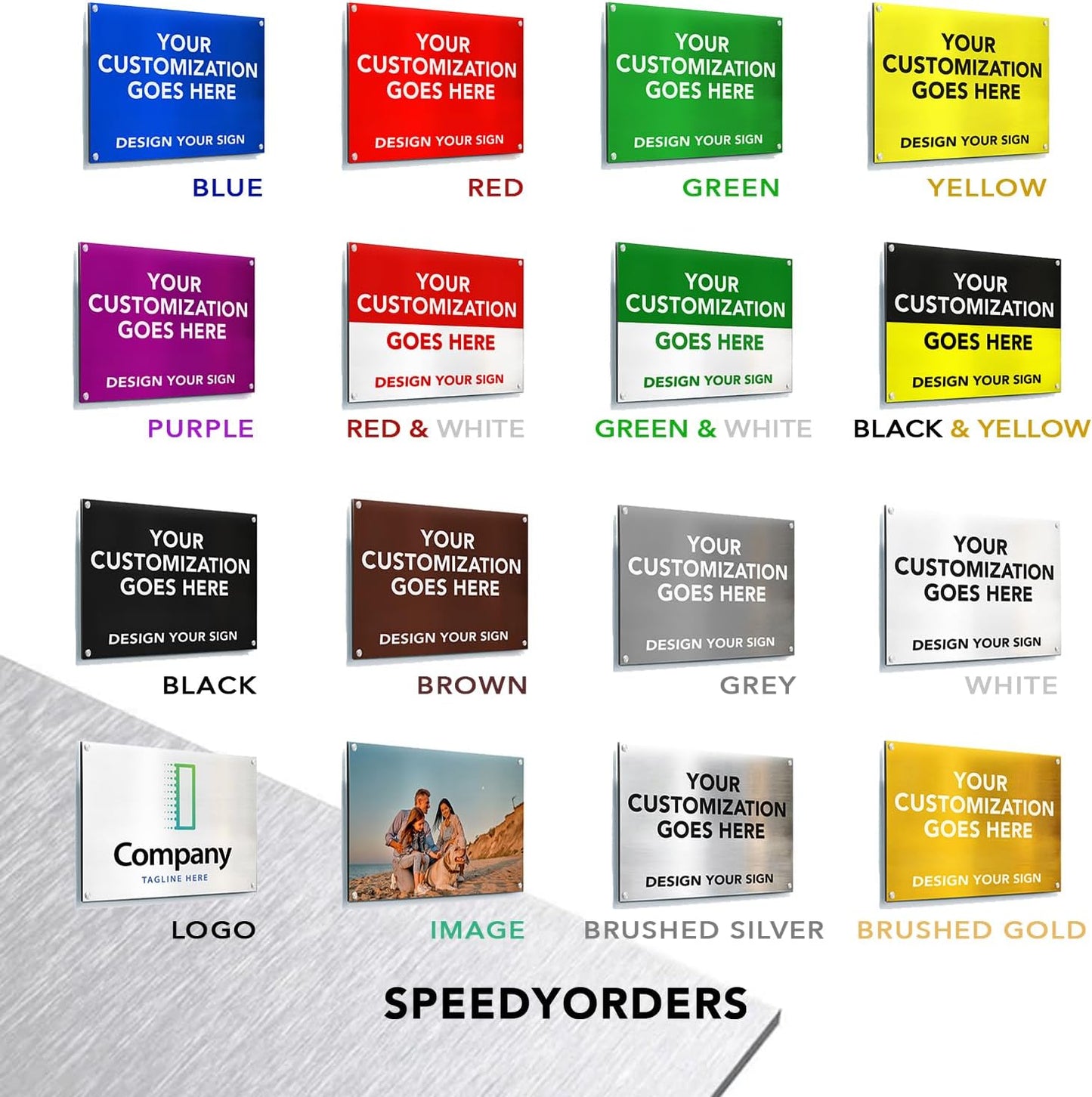 Custom Metal Signs, Personalized Aluminum, Customized Safety, Business Signs, Waterproof Outdoor, White Aluminum (Logo, 14x10 In)