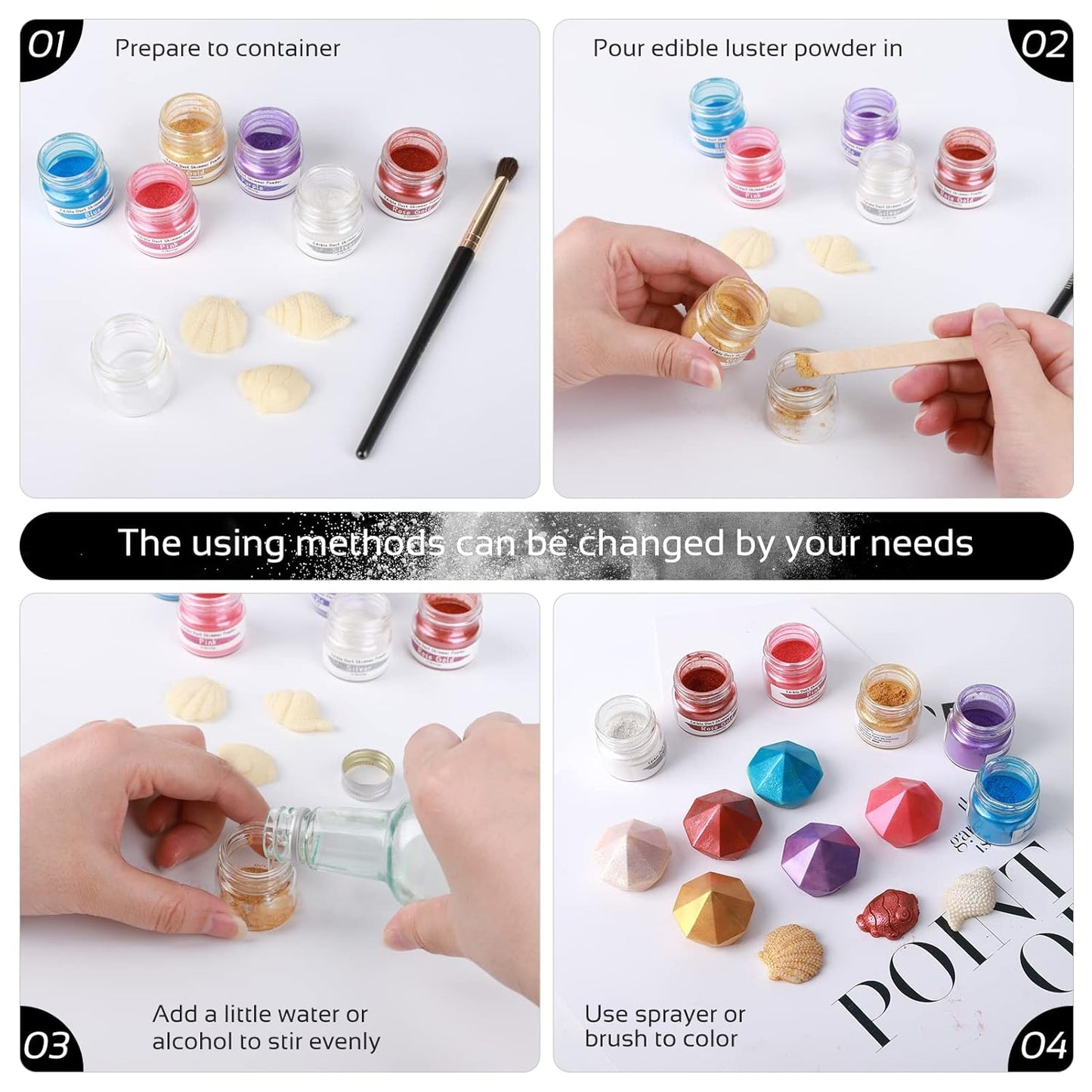 Jelife White Edible Luster Dust - 5 Grams Food Grade Cake Dust Shimmer Powdered, Edible Metallic Powder Food Coloring for Cake Decorating, Chocolates, Fondant, Drinks, Painting & More, Vegan