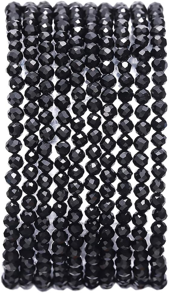 Faceted Natural Flint Stone Round Loose Semi Gemstone Beads for Jewelry Making 3-3.5mm 38cm