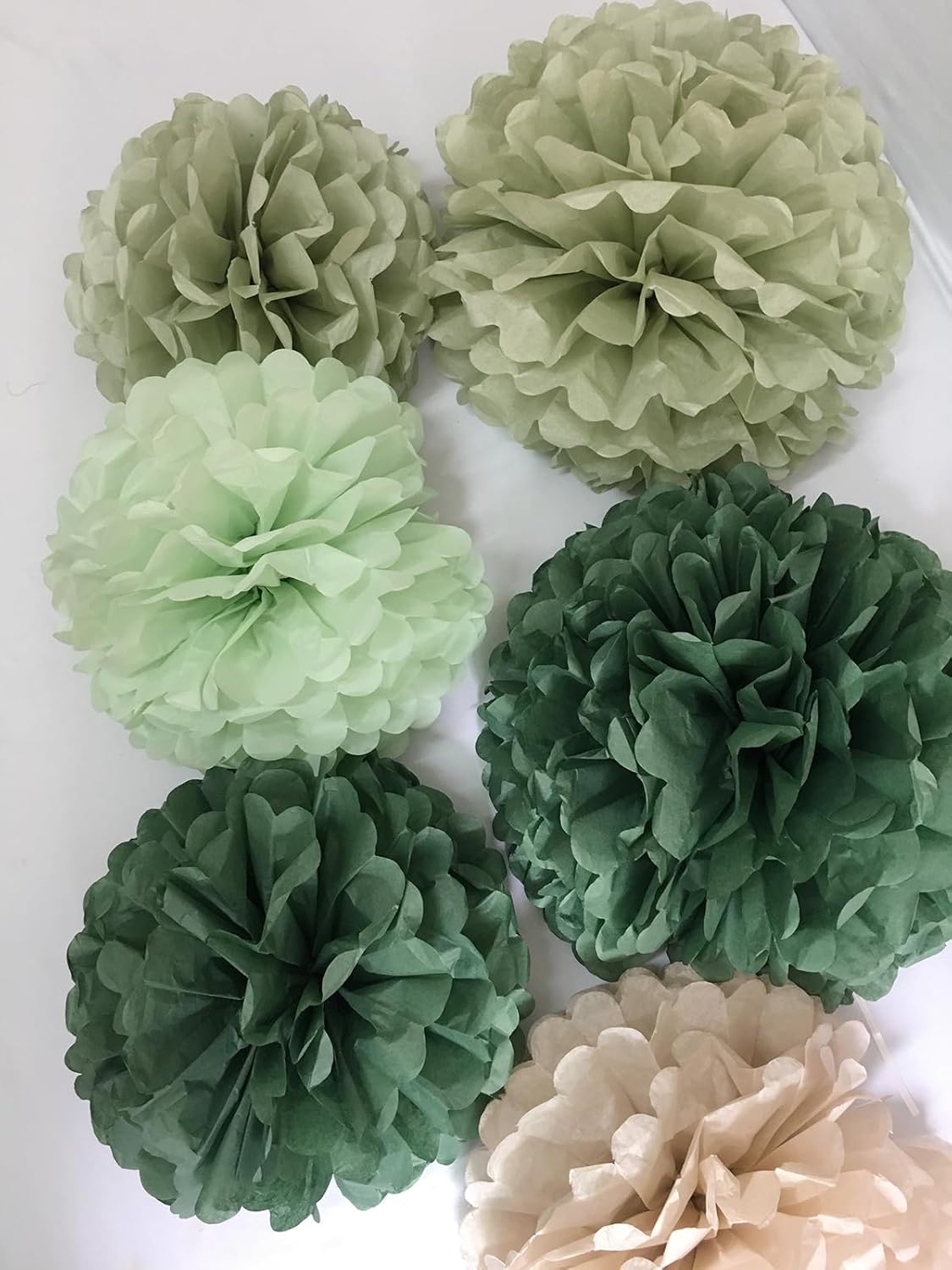 Sage Green Tissue Paper Flower Pom Poms Kit 12pieces for Wedding Bridal Shower Engagement Bachelorette Birthday Party Decorations (Boho Sage Green)