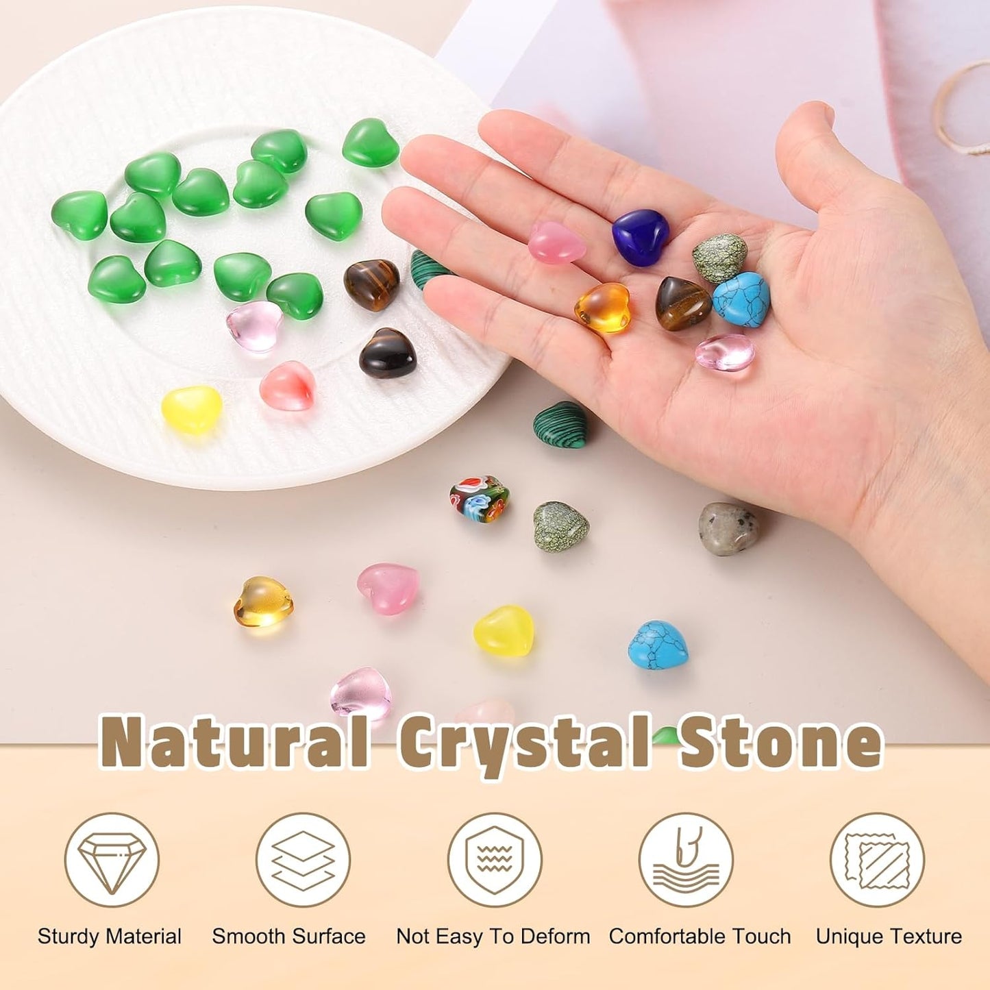 PATIKIL 20 Pcs Natural Heart Shaped Crystal Stone, 0.6 Inch Mini Polished Love Gemstone Crystal, Pocket Rock Engraved Worry Stones for Women Gifts Meditation, Yellow