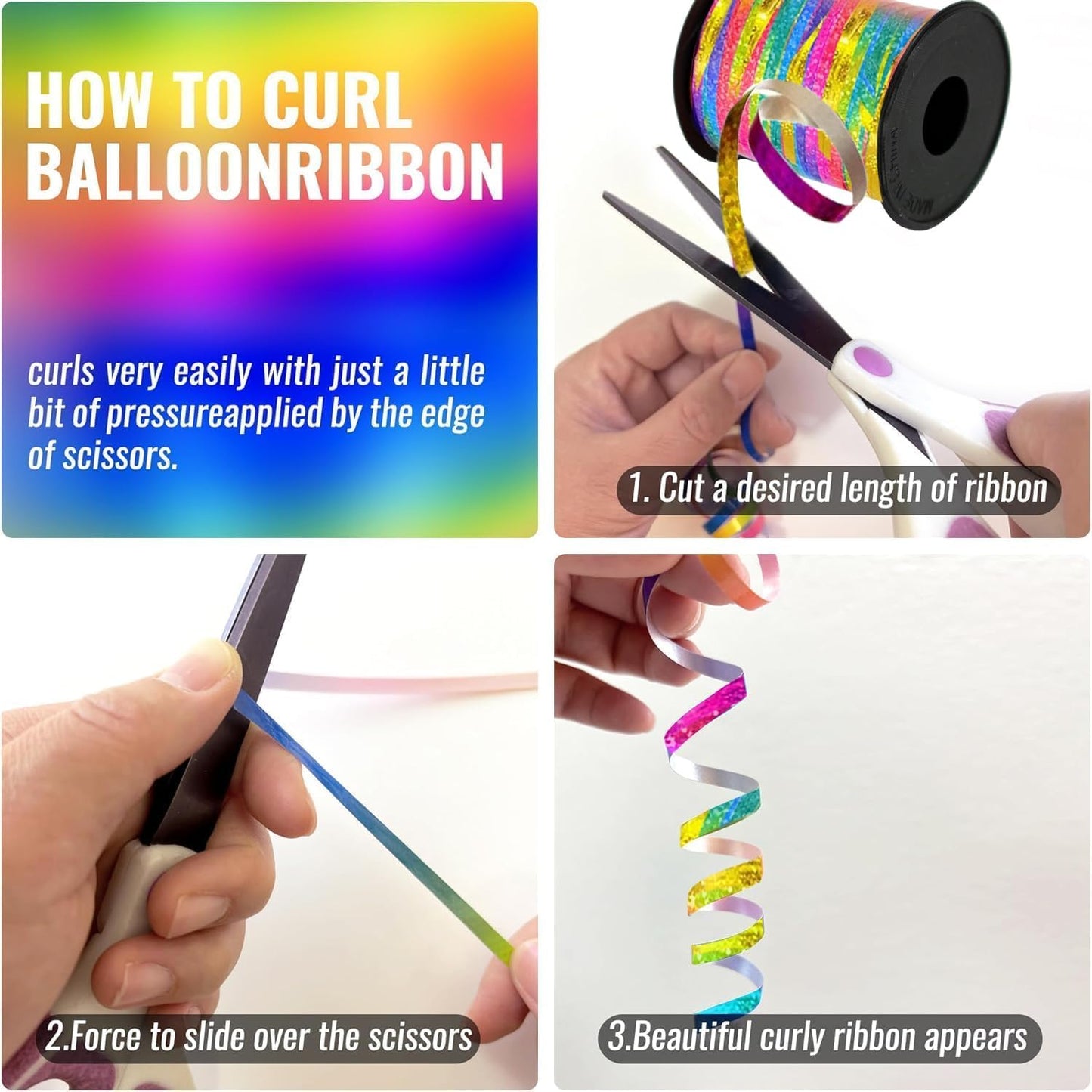 GIFTEXPRESS 12 Rolls Glitter Curling Ribbons Assortment for Balloon, Christmas, Gift Warp, Birty Party – Assorted Shiny Metallic Sparkling Colors Ribbon for Art and Craft, Party Decoration