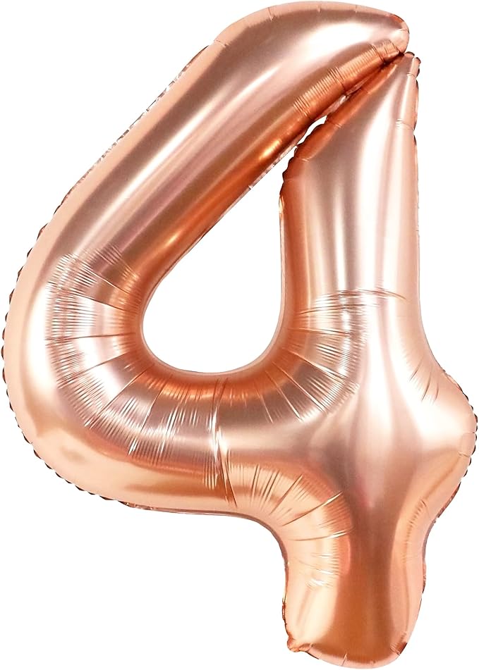 KatchOn, Rose Gold Number 4 Balloons - 40 Inch | Foil Number 4 Balloons for Birthdays | 4th Birthday Balloons, 4th Birthday Decorations Girl | Rose Gold Four Balloon, 4 Year Old Birthday Decorations