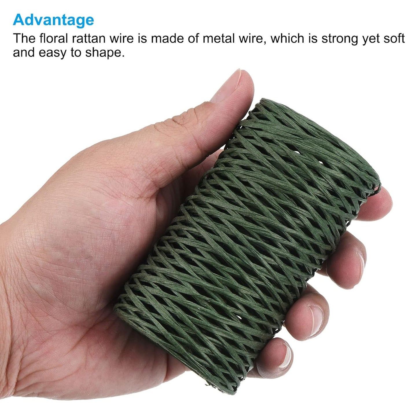 PATIKIL 164 Feet Floral Bind Wire Wrap Twine, 1mm Florist Wire Iron Wire Paper Covered Vine Wrapping Binding Wire for Flower Bouquets, Green