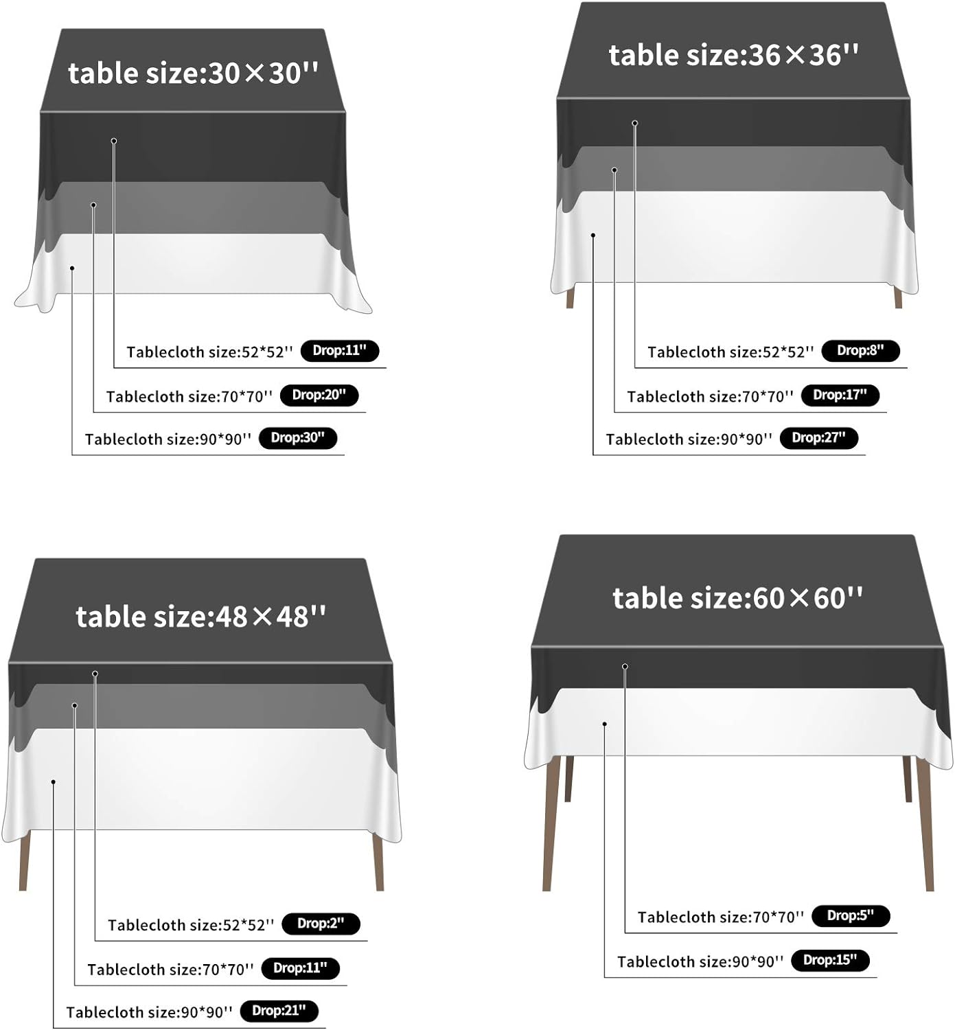 Cupuamon Square Tablecloth 52x52 inch Washable Polyester Fabric Table Cloth for Wedding Party Dining Banquet Decoration（52x52,Turquoise）