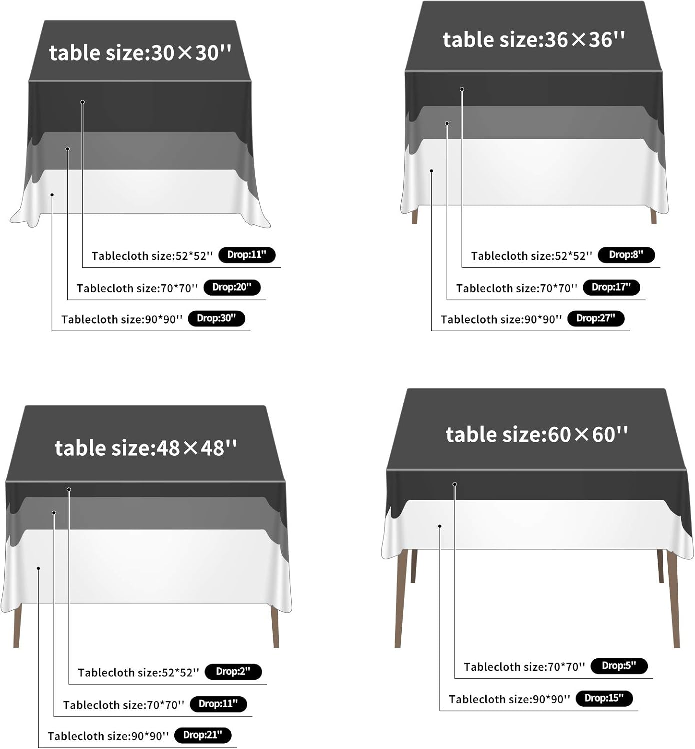 Cupuamon Square Tablecloth 52x52 inch Washable Polyester Fabric Table Cloth for Wedding Party Dining Banquet Decoration（52x52,Ivory）