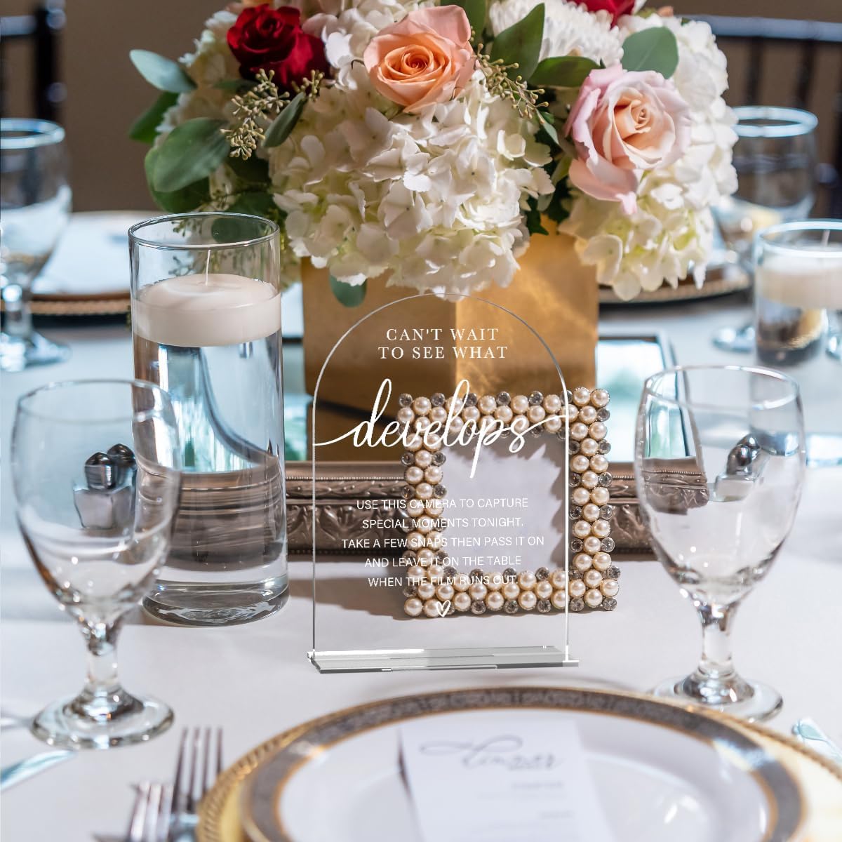 Acrylic Wedding Sign Can't Wait to See What Develops Sign for Wedding Wedding Signs for Ceremony Modern Calligraphy Arch Acrylic Table Top Sign for Wedding Reception and Event Party Table