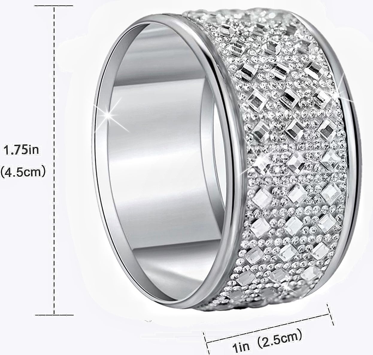 Rhinestone Napkin Rings Silver Set of 6,Crystal Napkin Holder Bling Diamond Serviette Buckles Tables Setting Decoration for Wedding Receptions, Christmas, Thanksgiving Holiday Party Dinner Parties