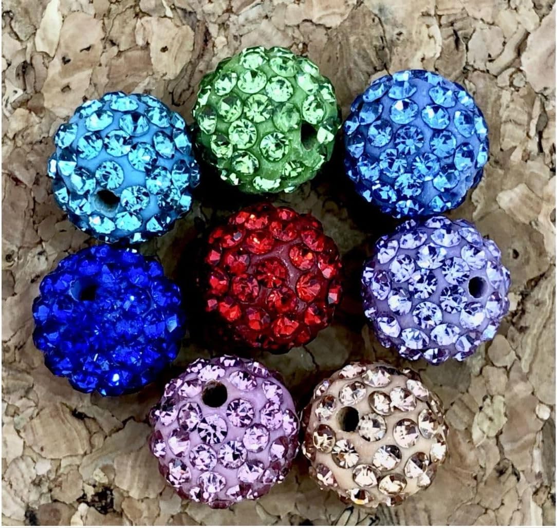 25pcs Adabele Grade A Suncatcher Crystal Rhinestone Pave Loose Beads 8mm Crystal Golden Shadow Polymer Clay Disco Ball Spacers Compatible with Shamballa All Craft Jewelry Making DB8-28