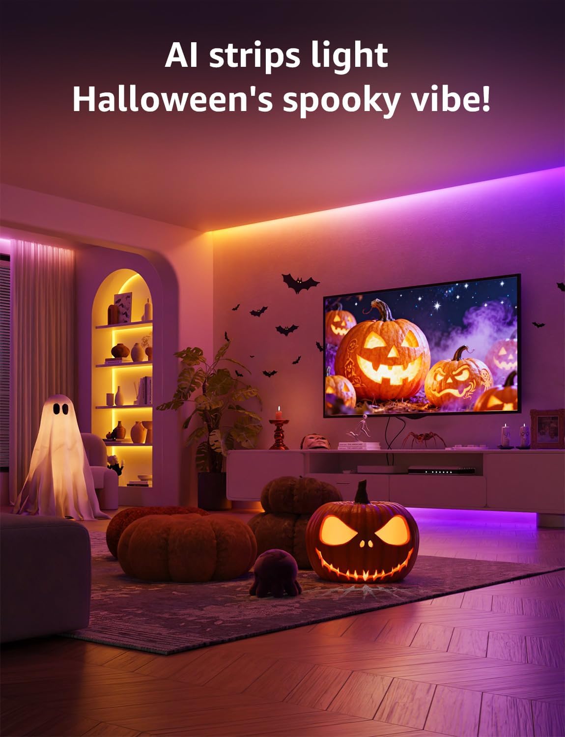 Lepro S1 AI LED Strip Lights for Bedroom - 100ft(2 Rolls of 50ft) Smart RGB Light Strips with IC and Rainbow Chasing Effects, AI Generated Lighting, No Remote, 2.4G Wi-Fi & Bluetooth