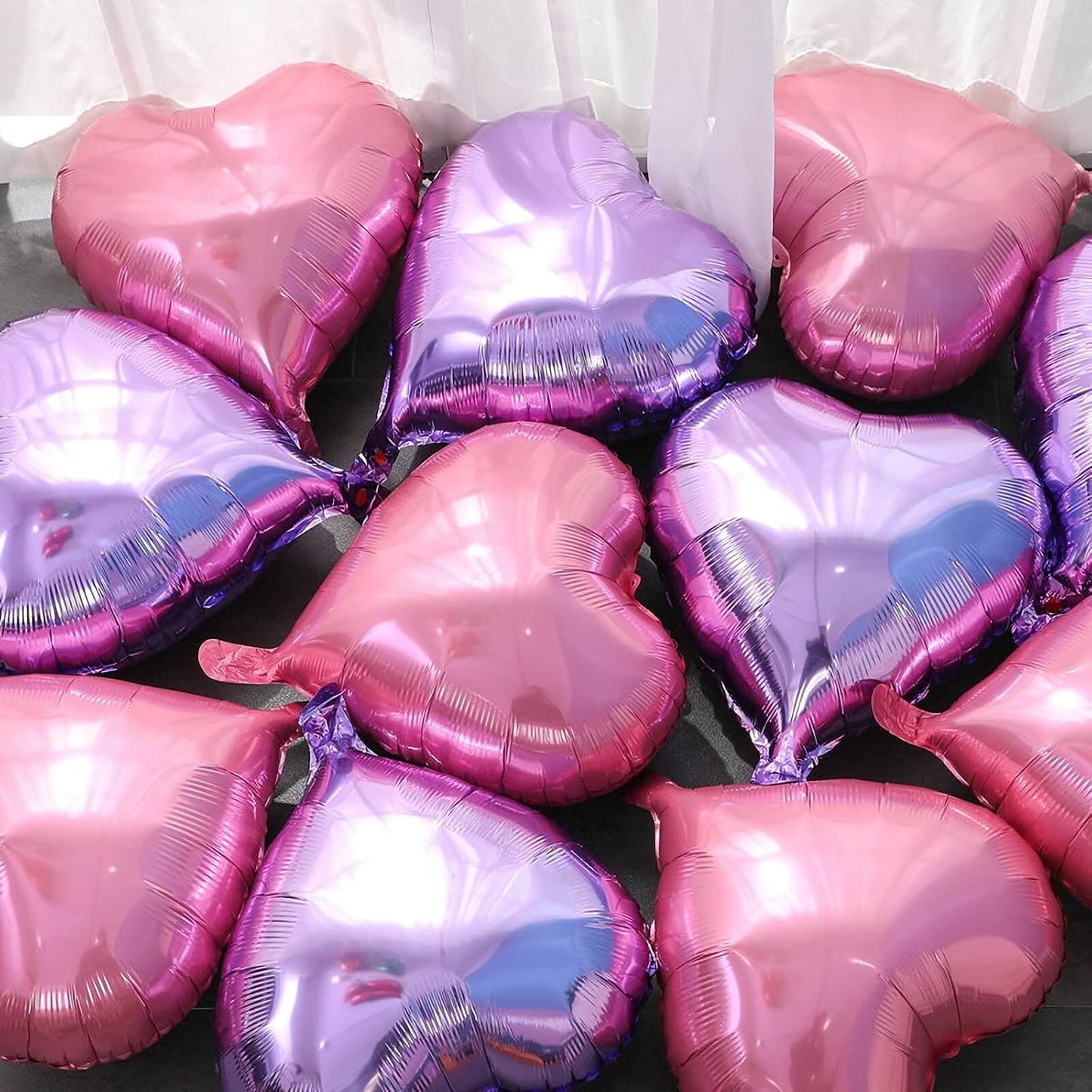 10pcs Pearl Purple Heart Balloons - 18 Inch Mylar Balloons for Baby Shower, Wedding, Valentine's Day Decorations