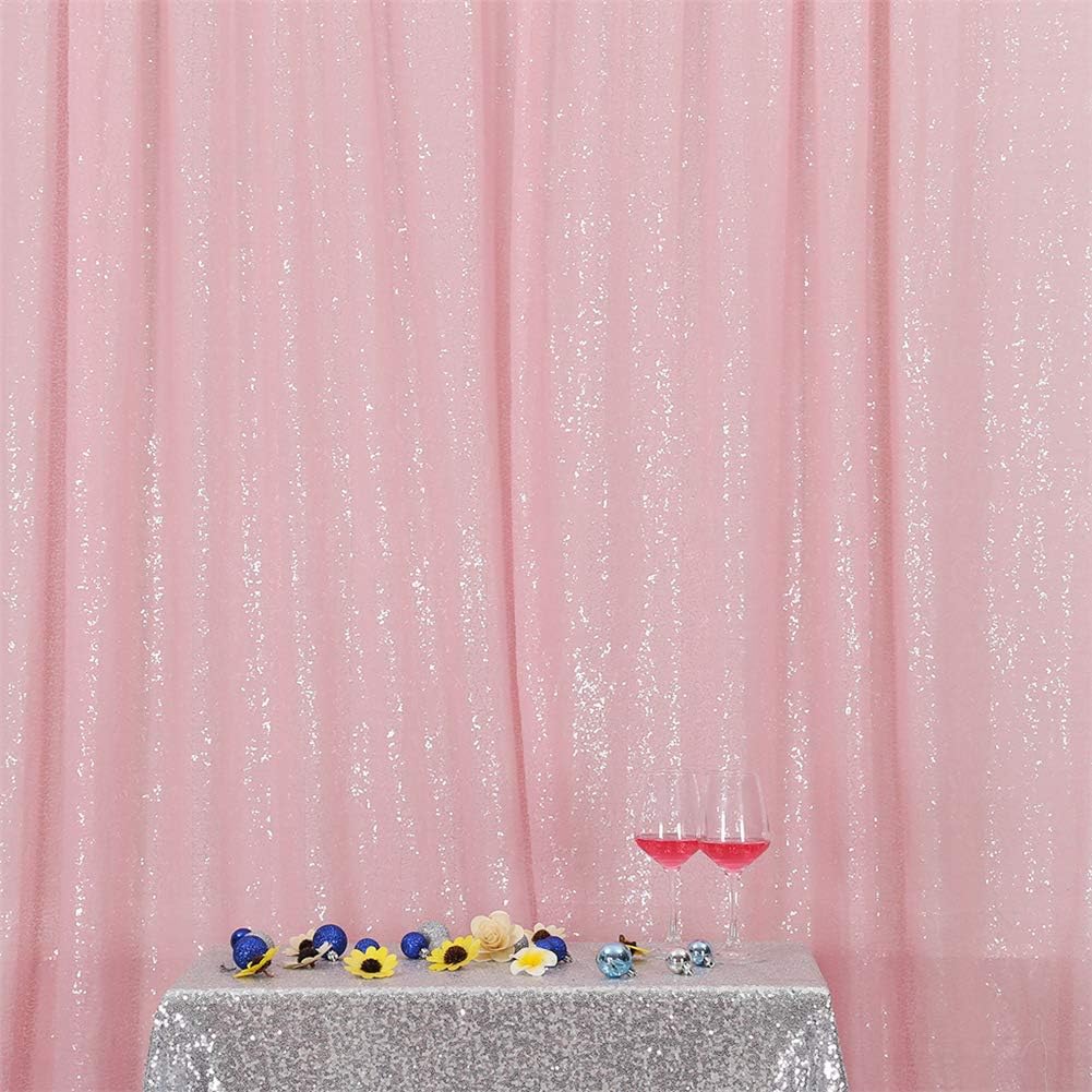 Eternal Beauty Pink Sequin Backdrop, 7x7 Ft Glitter Background Curtains for Shimmer Photography Party Wedding Birthday Back Drop Decor