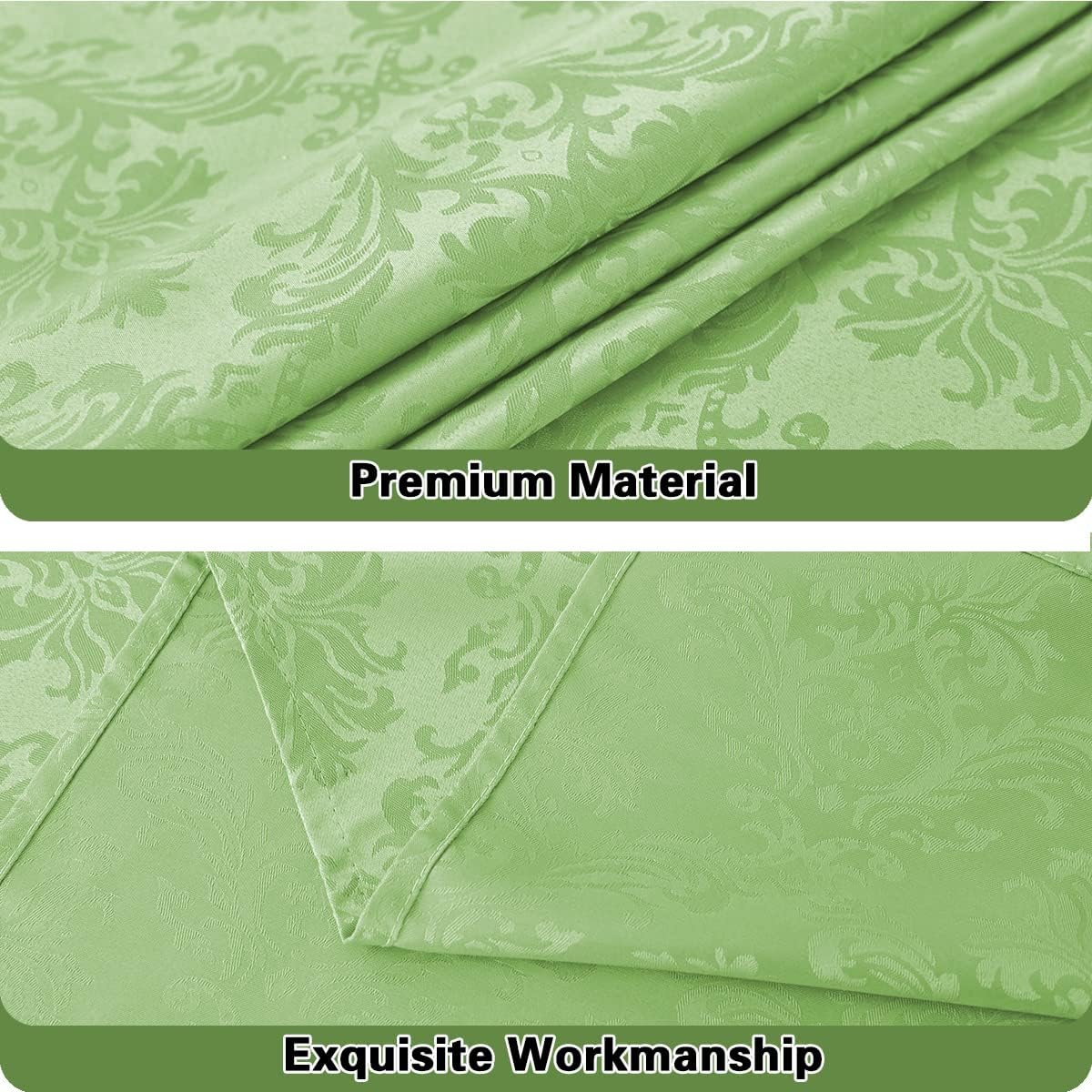 SASTYBALE Jacquard Damask Tablecloth Rectangle 52 x 70 Inch Light Green, Spill Proof Oil Proof Wrinkle Resistant Tables Cloth, Polyester Table Cover for Summer Dining, Party, Indoor, Outdoor