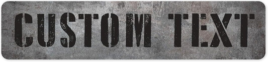 Custom Sign, Custom Street Sign, 11 Font Colors, 13 Font Styles, 4 Hole Options, 22 Sizes, 4x18 Inches, Rust Free DiBound, Fade Resistant, Made in USA by My Sign Center (Grunge Metal)