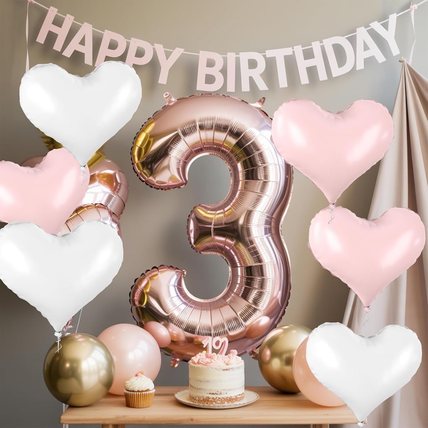 20 Inch Pink White Heart Balloons, 10 Pcs Baby Pink White Heart Shaped Foil Balloons, Pastel Helium Balloon for Girls Women Valentine Bridal Shower Anniversary Wedding Birthday Party Decorations