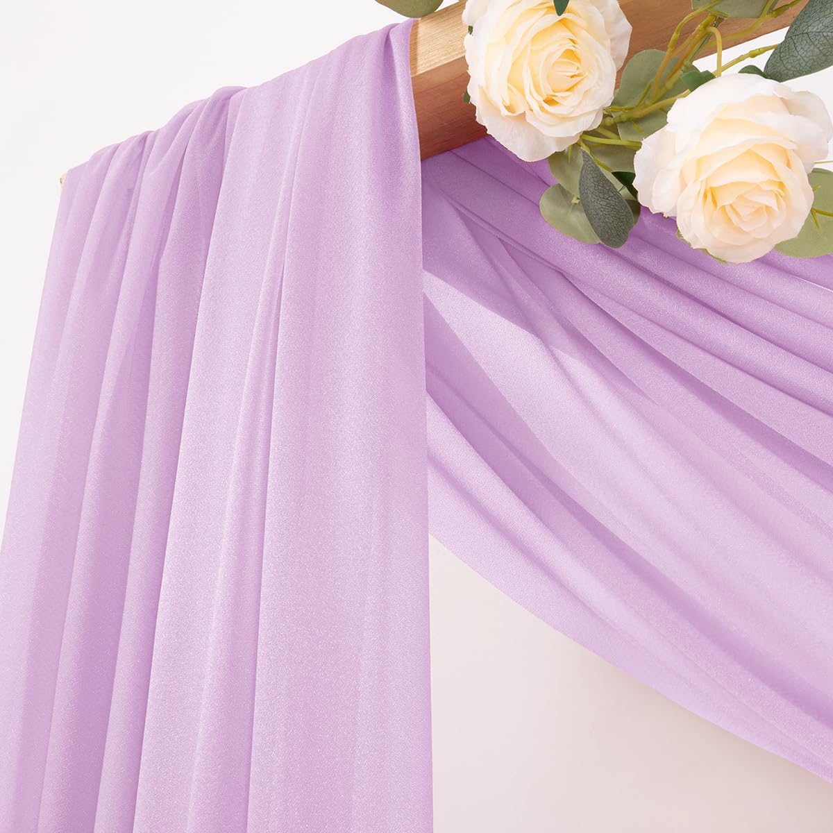 MLMC Lilac Purple Wedding Arch Draping Fabric 2 Panels 29" x 20 FT Extra Long Lavender Gauze Drapes Sheer Backdrop Curtains 6.6 Yards Outdoor Drapery Panels for Wedding Party Ceiling Decoration