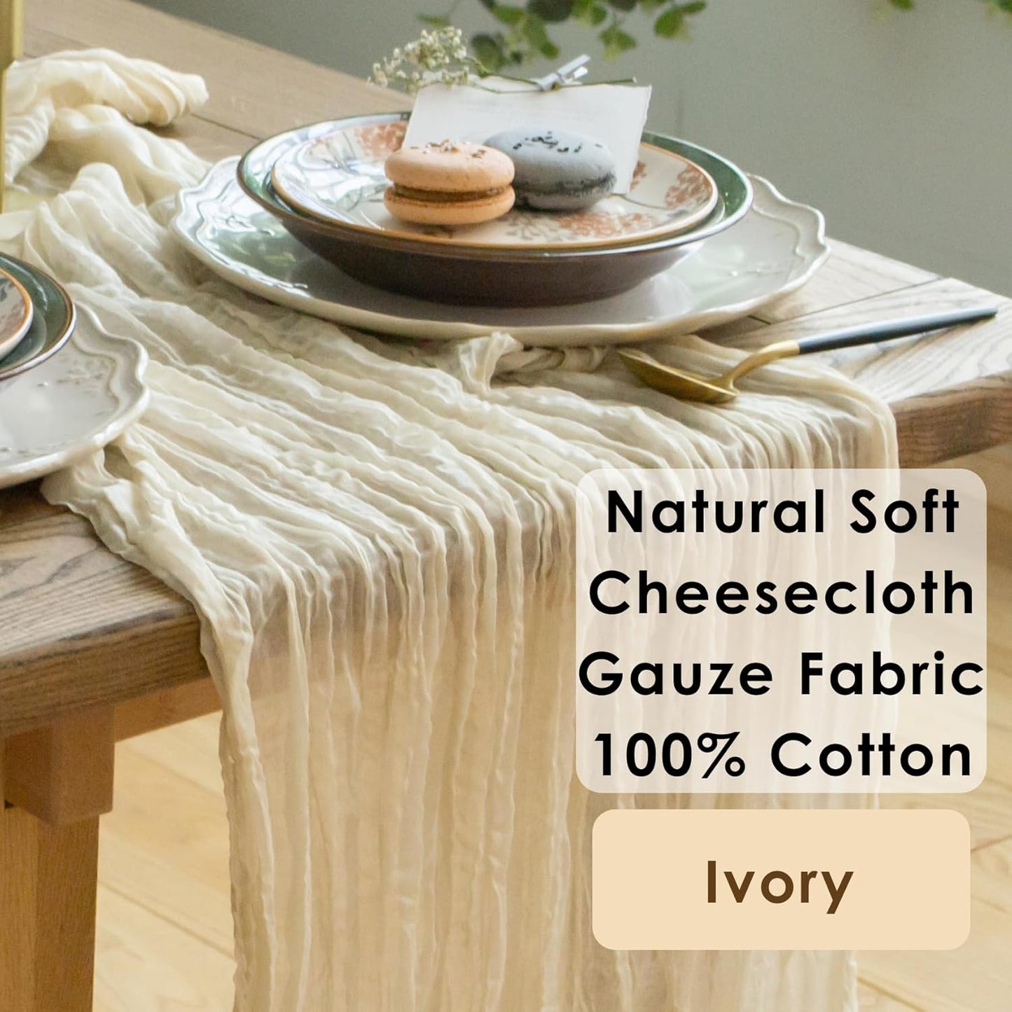 Ivory Cheesecloth Table Runner Set of 6 Runners 12 ft 142 in Long Each Cream Gauze Table for Wedding Table Baby Shower Decorations or Bridal Shower Decor Modern Table Runner Boho Table Décor