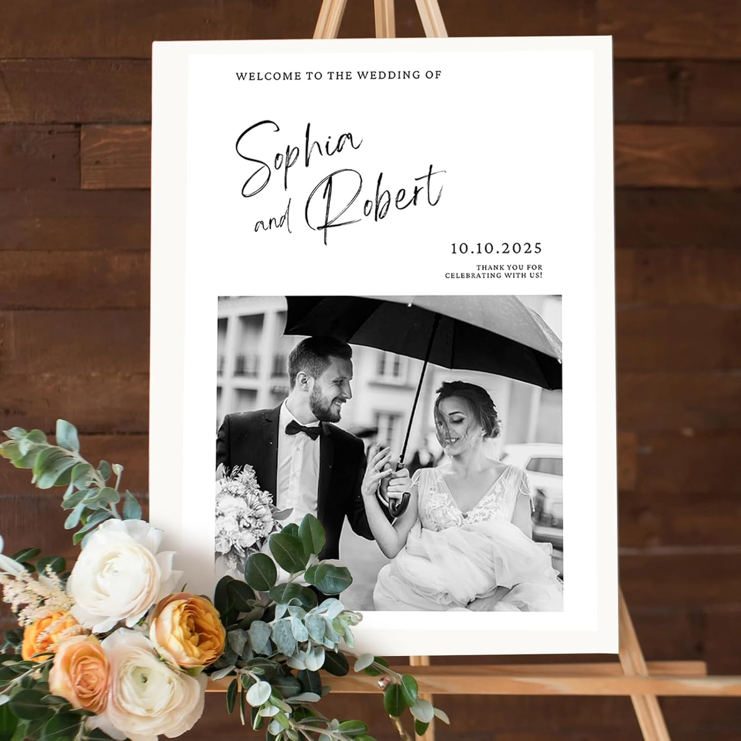 Personalized Wedding Welcome Signs with Photo – Custom Welcome to the Weddings Sign Holder for Celebration Decor, Wedding Rustic Sign, Outdoor Signs for Anniversary, Bridal Party