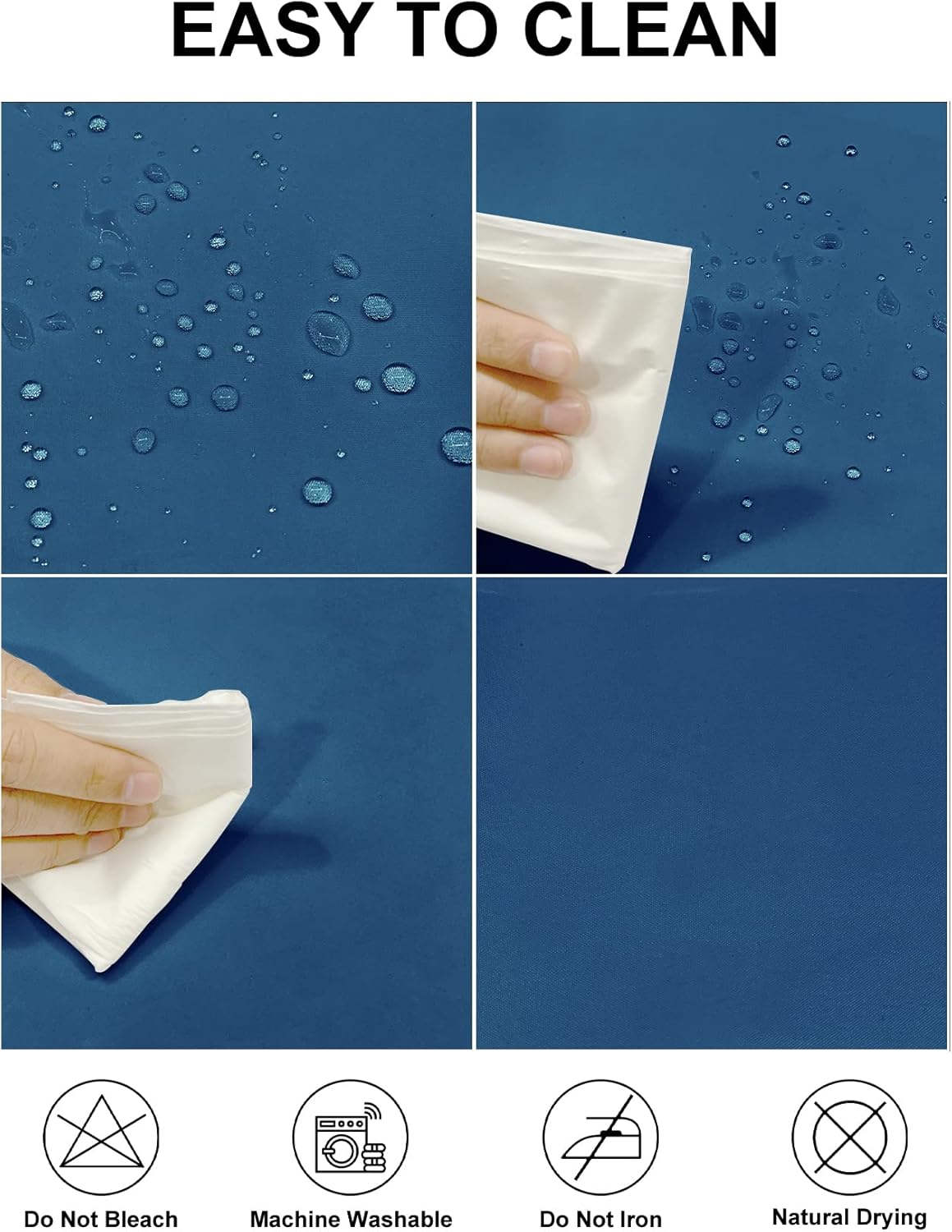 Fokitut 2 Pack Waterproof Round Tablecloth, 120 Inch, Stain Resistant and Wrinkle Polyester Table Cloth, Fabric Table Cover for Kitchen Dining, Wedding, Party, Holiday Dinner-Mediterranean Blue