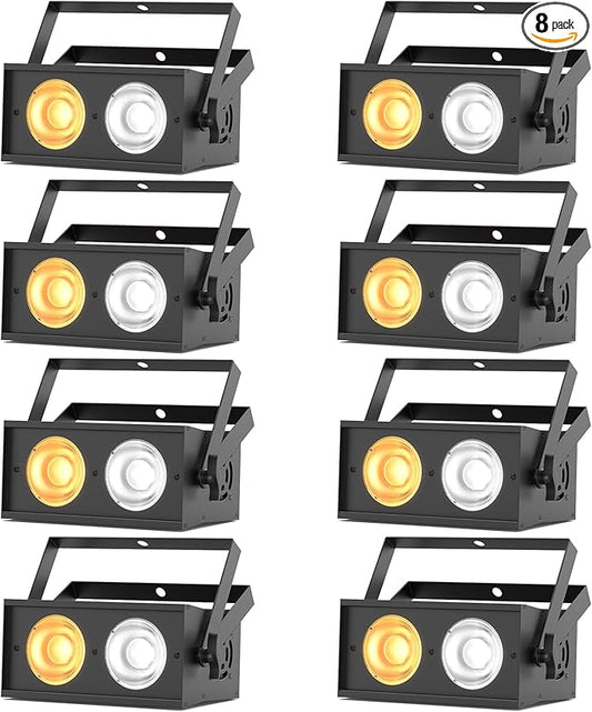 Stage Lights, 120W COB Spotlights LED Par Can Blinder Lights, 2 in 1 Cool White & Warm White DMX512 Sound Activated Audience Uplights for Events Party Wedding Theater Church Concert Dance 8Pcs