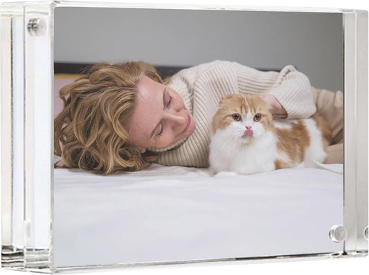 Canetti Original Magnet Picture Frame - Crystal Clear Acrylic Glass Table Top Photo Frame