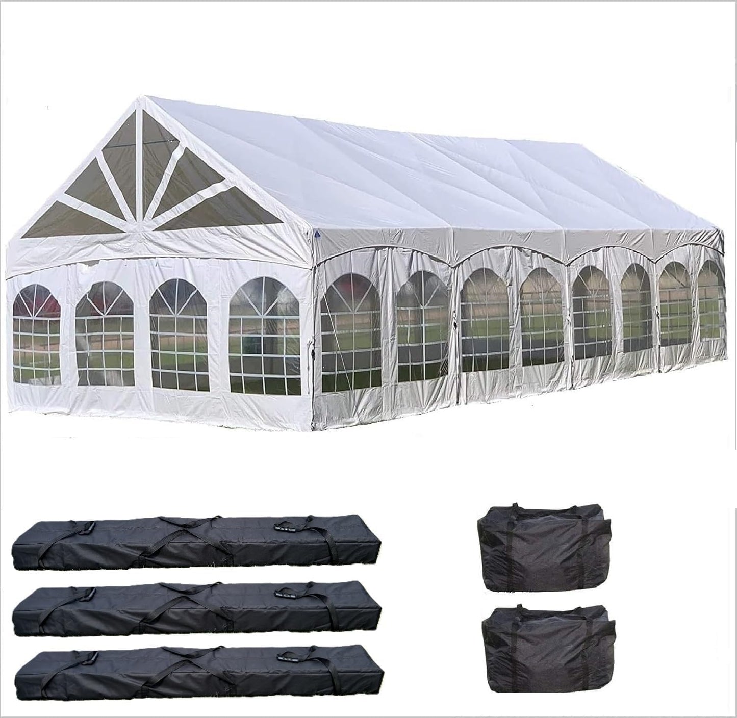DELTA 40'x20' PE Marquee Party Tent, Tents for Parties, Large Wedding Tent, Carpas para Fiestas,Heavy Duty Canopy, Outdoor Event with Waterproof Top + 5 Storage Bags