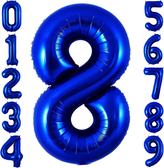Navy Blue 8 Balloon Number,40 Inch Number 8 Balloon Big Dark Blue 8 Foil Mylar Helium Balloon for Birthday Party Decorations