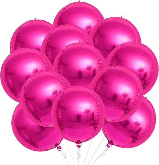 KatchOn, Large Hot Pink Balloons - 22 Inch, Pack 12 | Foil Balloon for Bridal Shower, Gender Reveal Decorations | Hot Pink Mylar Balloons for Engagement, Birthday, Bachelorette Party Decorations