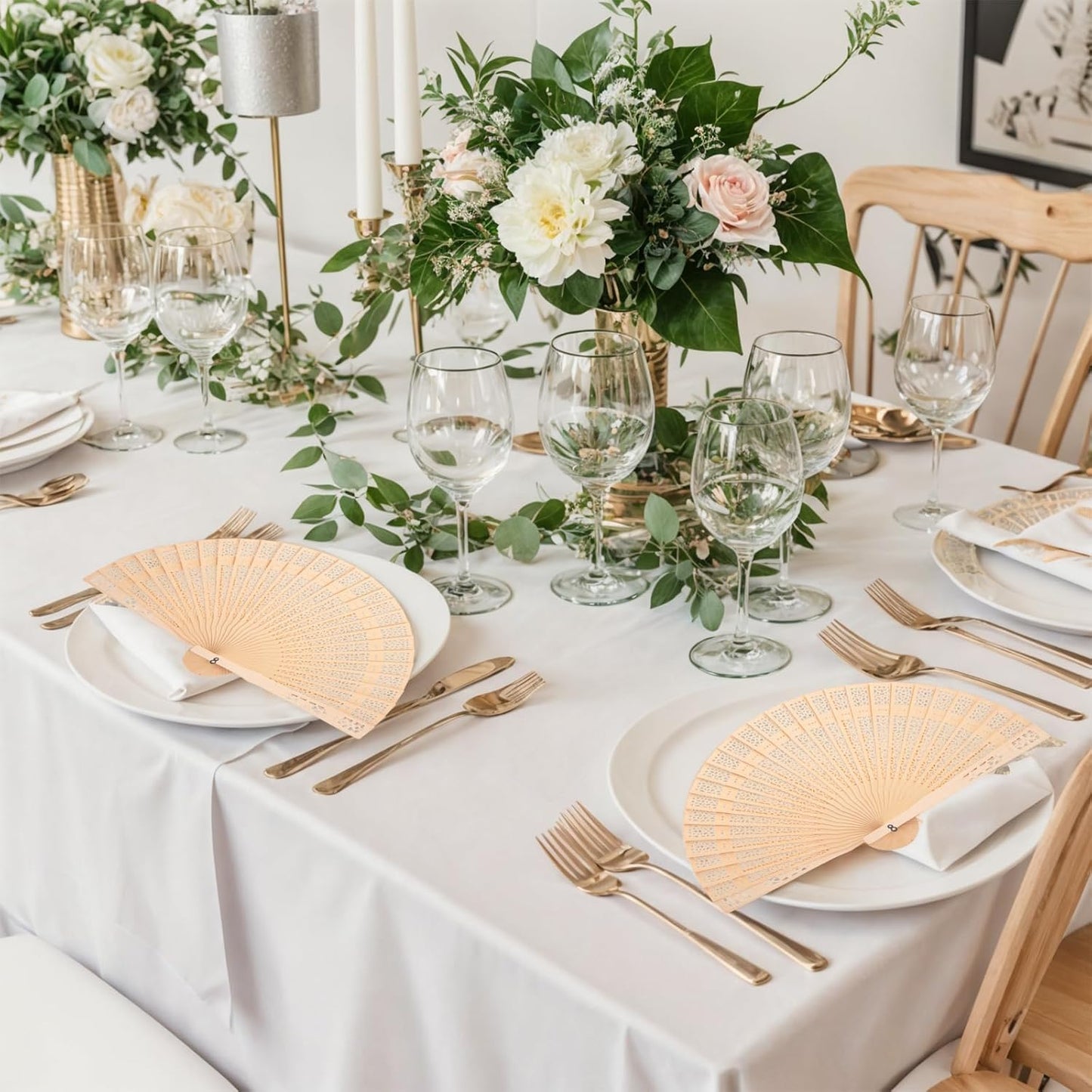 JOHOUSE Decorative Hand Fan Foldable, 6 Packs Folding Wooden Vintage Sandalwood Hollow Carved Fans Handheld Chinese and Japanese Style Crafts for Gifts, Photography Props, Home Decor