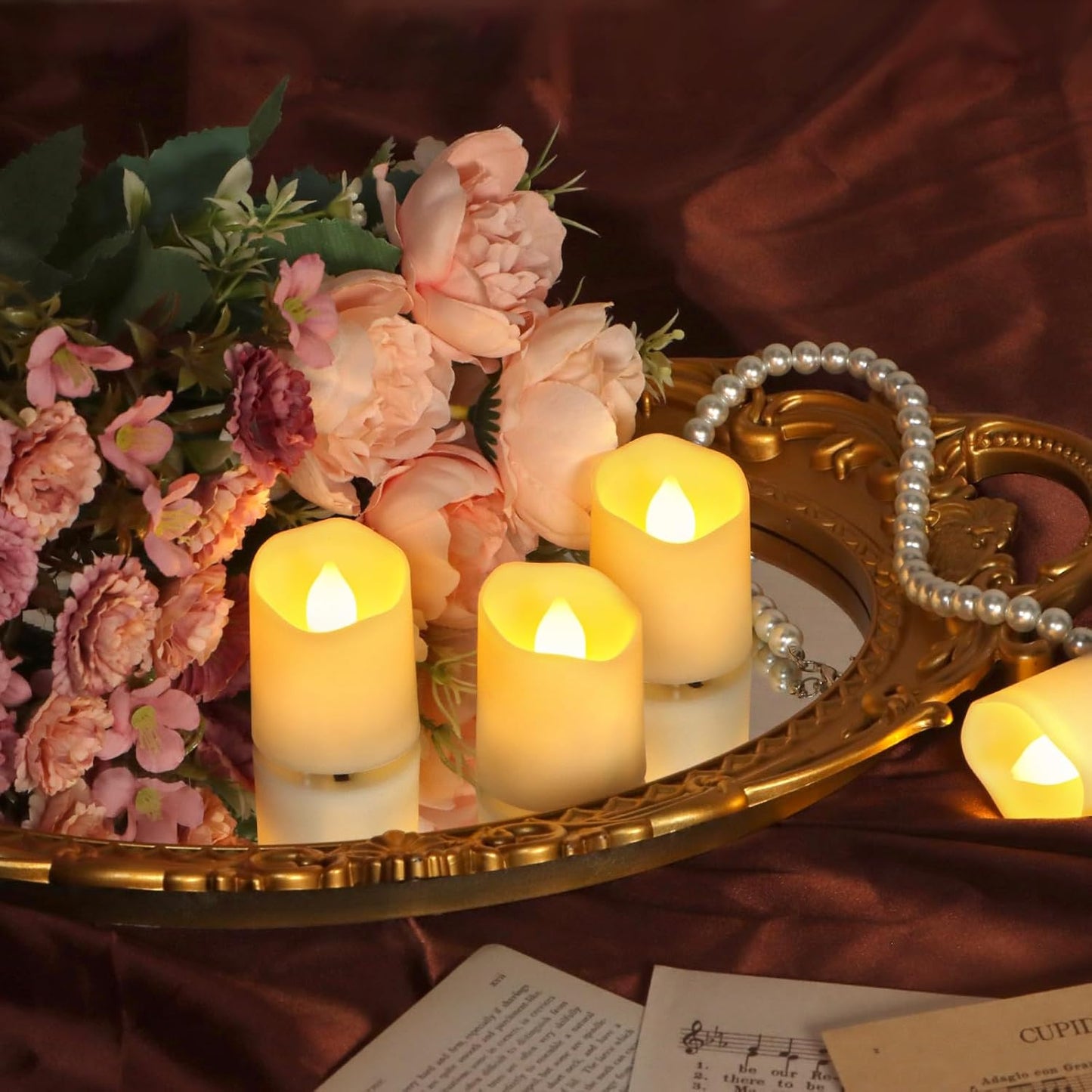 FREEPOWER Rechargeable Flameless Flickering Tea Light Candles Remote Control High Brightness Votive Candles with Cycling Timer, for Home and Holiday Decor, Pack of 6.