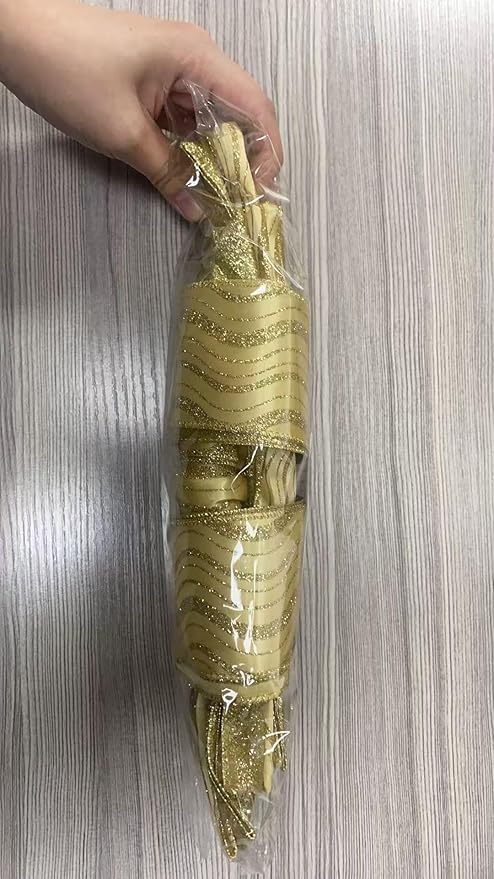 Dayker Christmas Tree Topper Bow, 51x13 Inches Handmade Gold Wreath Bows, Large Ribbon Ornaments with Wired Edge, Xmas Long Streamers Bowknot for Birthday Wedding Party Home Door Porch Decor