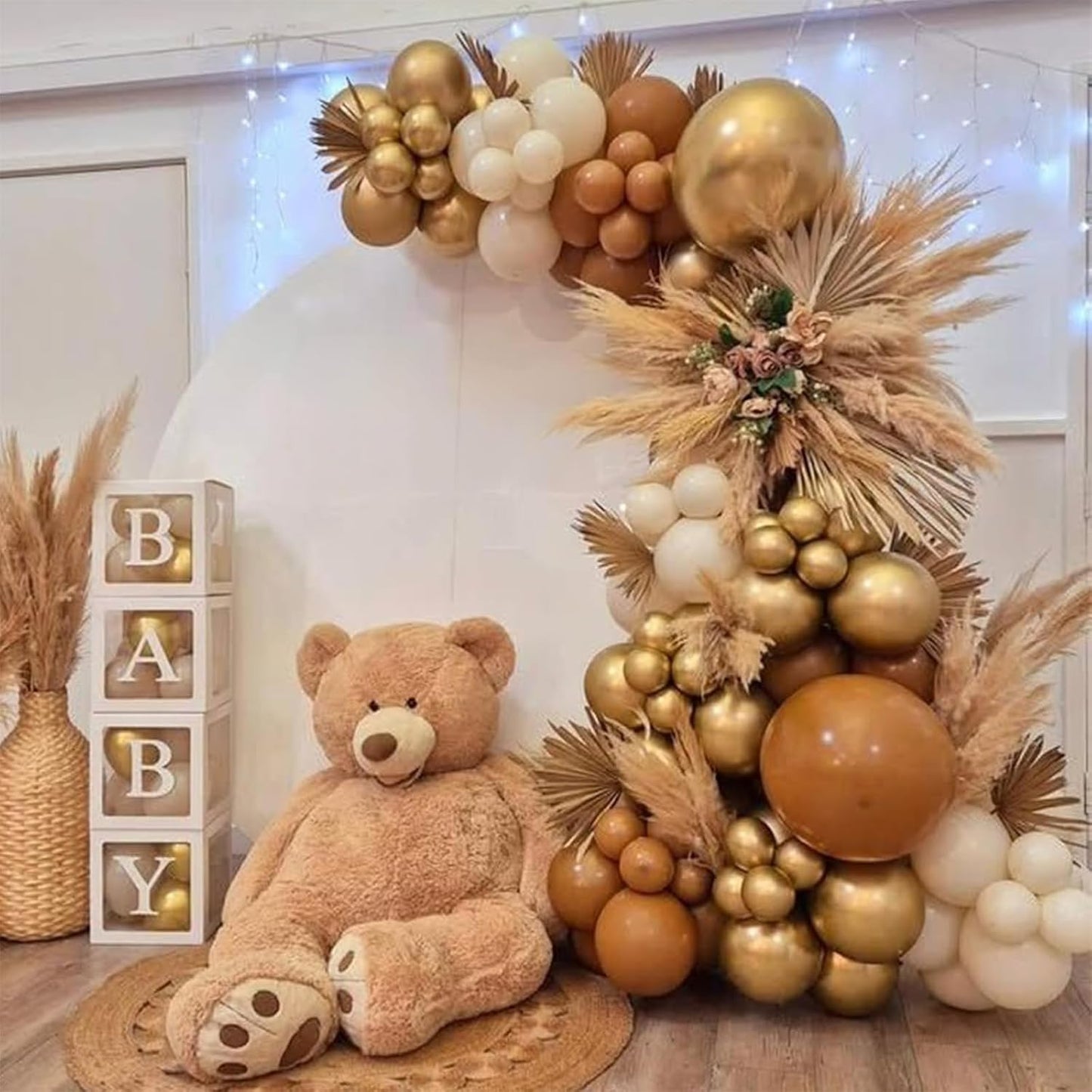 Balloons Brown and Gold, 60 Packs 12 Inch Retro Brown Cream Beige Balloon Sand White Neutral Balloons Metallic Gold Balloon for Bear Birthday Baby Shower Boho Wedding Decorations