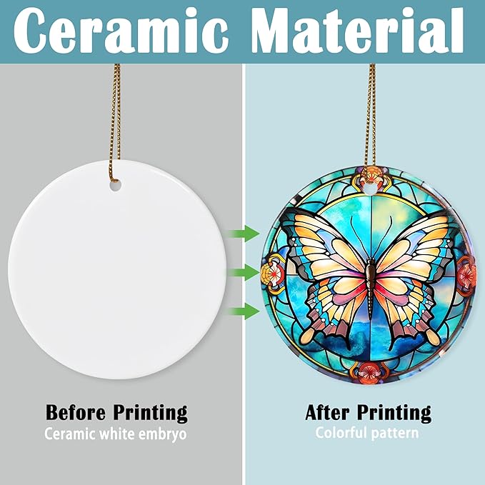 Butterfly Christmas Ornament - Ceramic Keepsake for Tree - Gifts for Butterfly Lovers